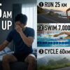 朝3時45分に起床し、25kmラン、7,000mスイム、60kmサイクリングに取り組む元GS系アスリートの朝の活動を示した画像